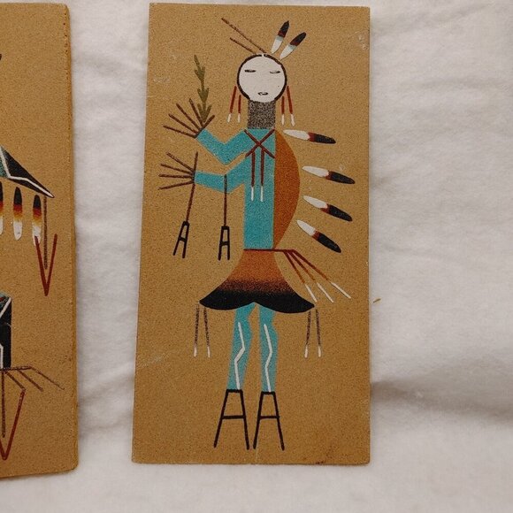 Navajo Thunderbird Boy and Girl Sand Art - Picture 4 of 8